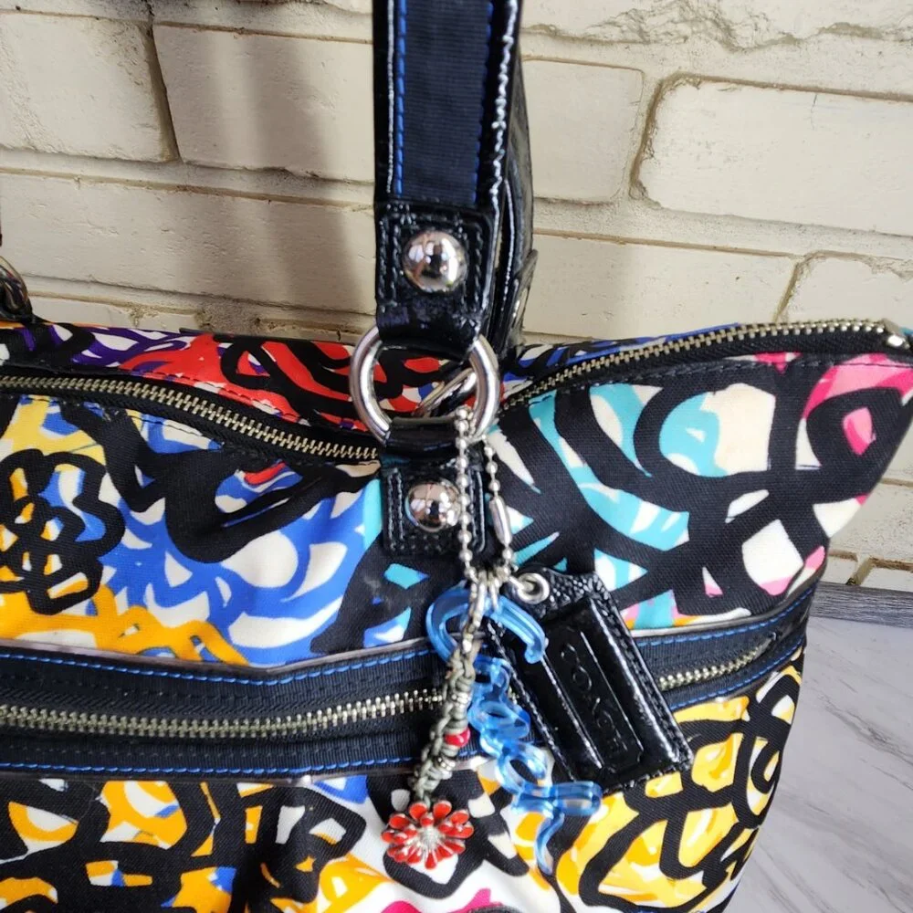 Euc Coach Poppy Graffitti Multi-Color Xlarge Tote Bag Purse…